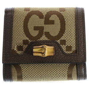 Gucci Jumbo GG Diana Bamboo Compact Wallet Brown